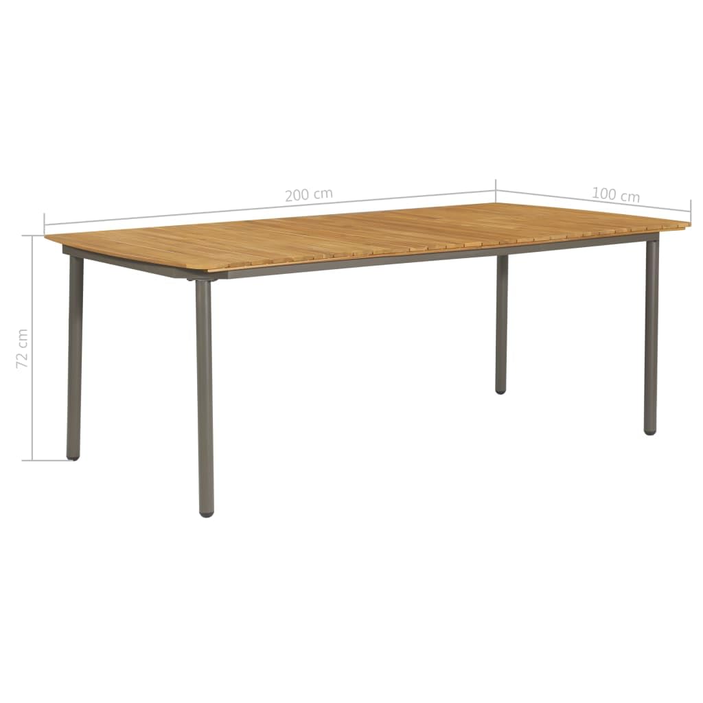 9 Piece Natural Wood and Grey Steel Outdoor Dining Set Q5165