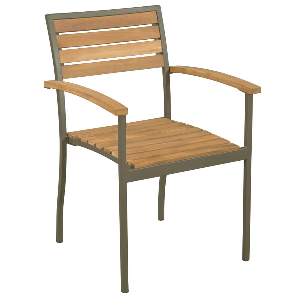 9 Piece Natural Wood and Grey Steel Outdoor Dining Set Q5165