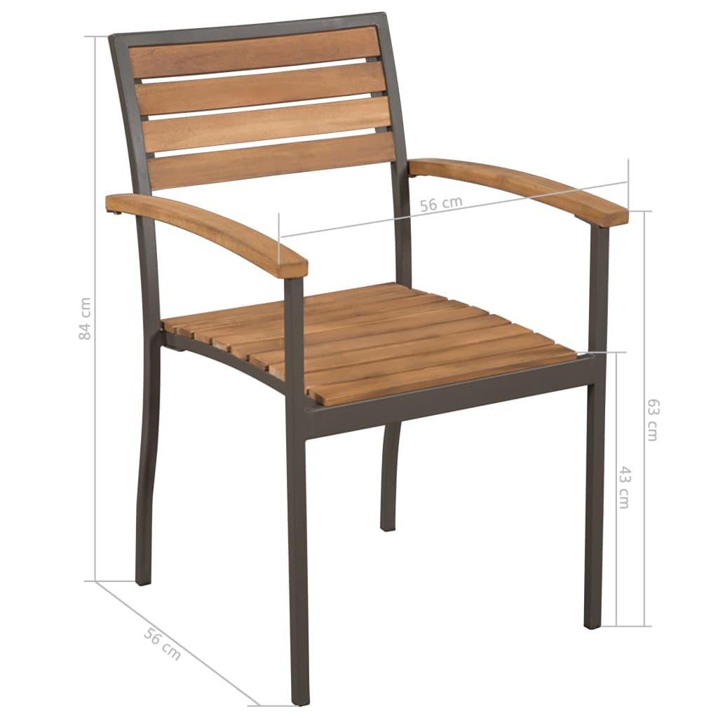9 Piece Natural Wood and Grey Steel Outdoor Dining Set Q5165