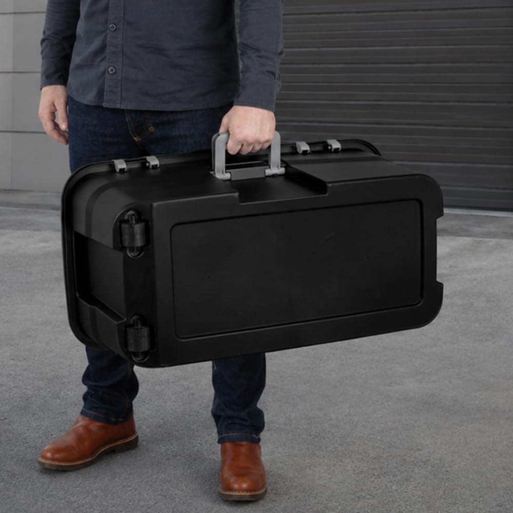 Rolling Storage Trunk with Wheels and Handle, 22 Gallon Black Bin C476