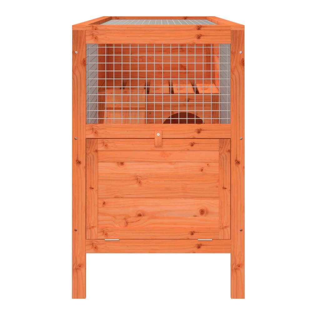 Solid Pine Wood 2 Tier Rabbit Hutch with Ramp F455014