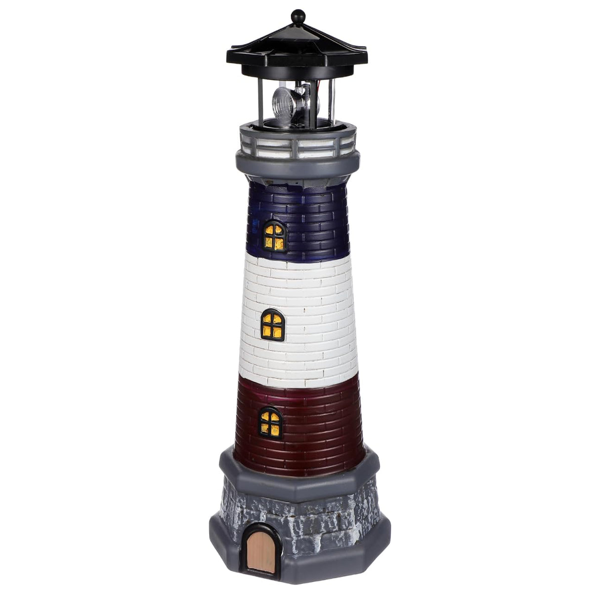 Solar Lighthouse Statue, Resin Waterproof, Black, 4.72 X 4.72 X 14.76 Inches T6602