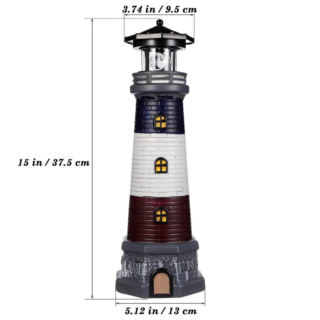 Solar Lighthouse Statue, Resin Waterproof, Black, 4.72 X 4.72 X 14.76 Inches T6602