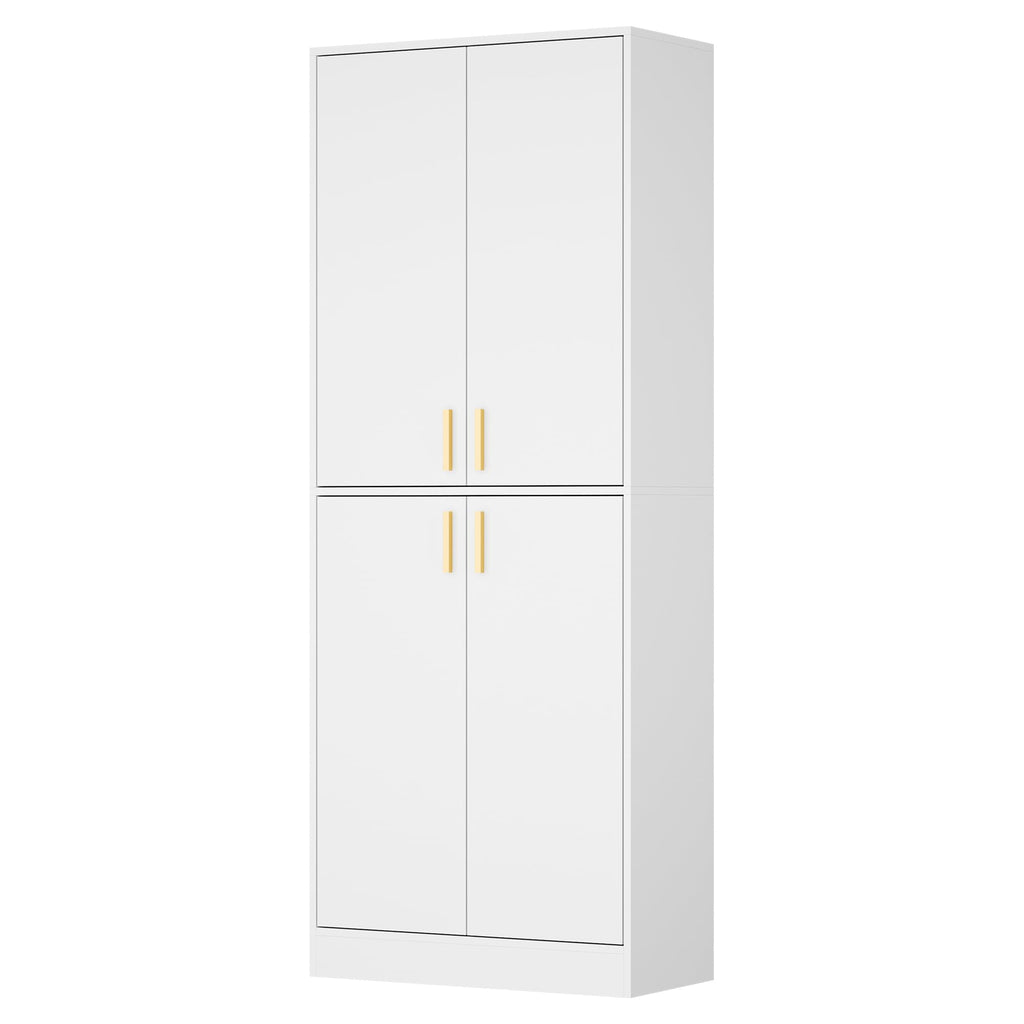 White Wood Storage Cabinet with Doors and Shelves I439
