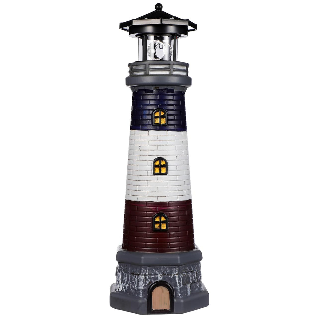 Solar Lighthouse Statue, Resin Waterproof, Black, 4.72 X 4.72 X 14.76 Inches T6602