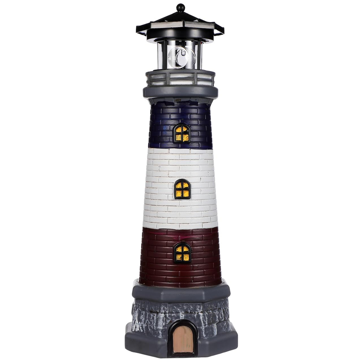 Solar Lighthouse Statue, Resin Waterproof, Black, 4.72 X 4.72 X 14.76 Inches T6602