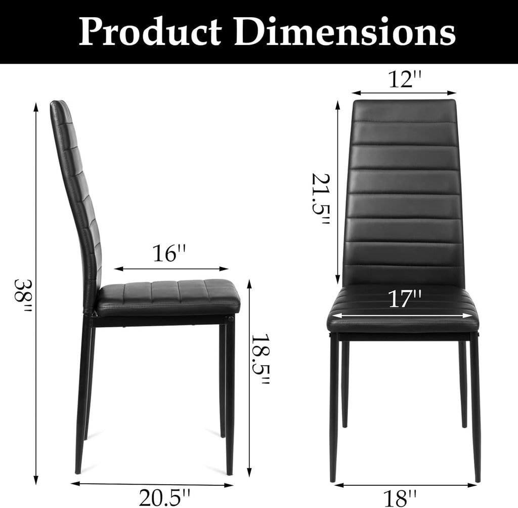 Black Faux Leather Dining Chairs Set of 4 A202