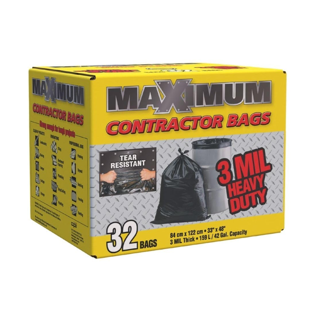 Heavy Duty 42-Gallon 3 Mil Black Garbage Bags 32 Counts O121376