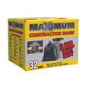 Heavy Duty 42-Gallon 3 Mil Black Garbage Bags 32 Counts O121376