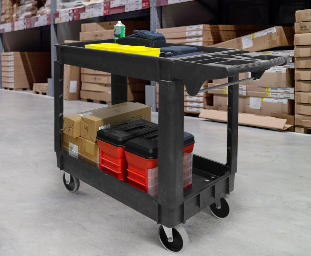 Heavy Duty 2-Shelf Polypropylene Utility Cart 500 lb Capacity D178888