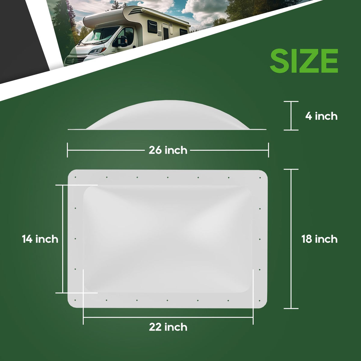 White 18" x 26" RV Skylight Replacement V90256