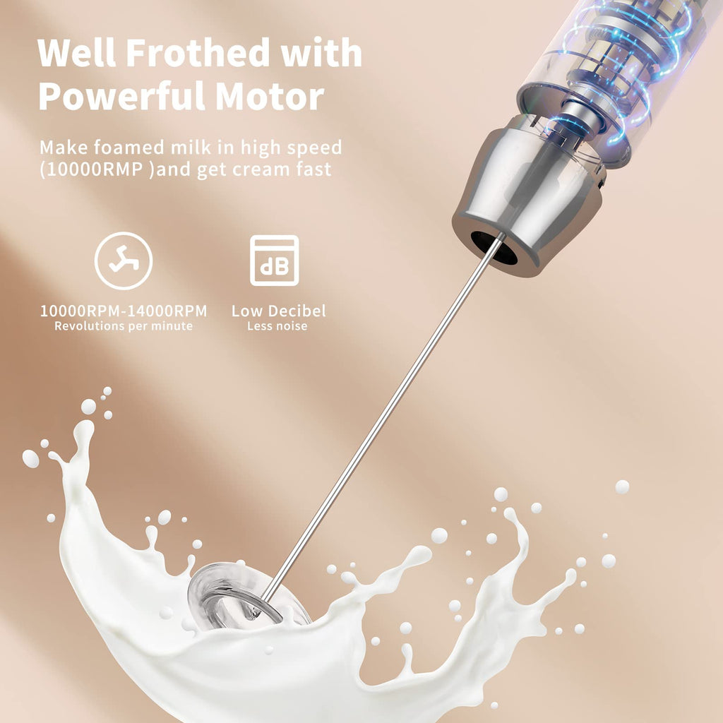 Rechargeable Milk Frother with 2 Detachable Whisks J930661