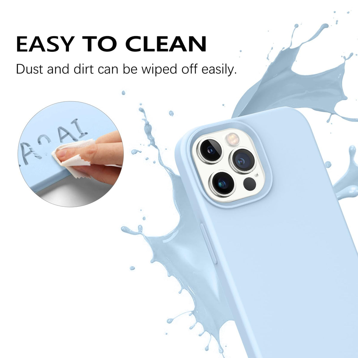 Compatible with iPhone 13 Pro Max Liquid Silicone Phone Case Light Blue V67072