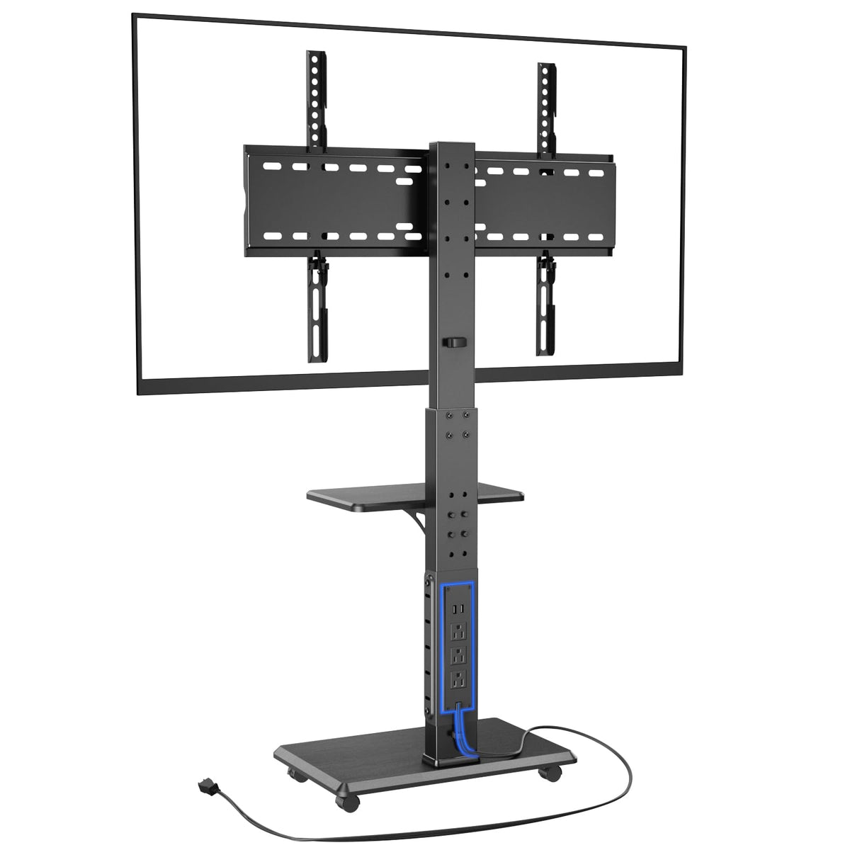 Height Adjustable Rolling TV Stand with Shelf Z88413