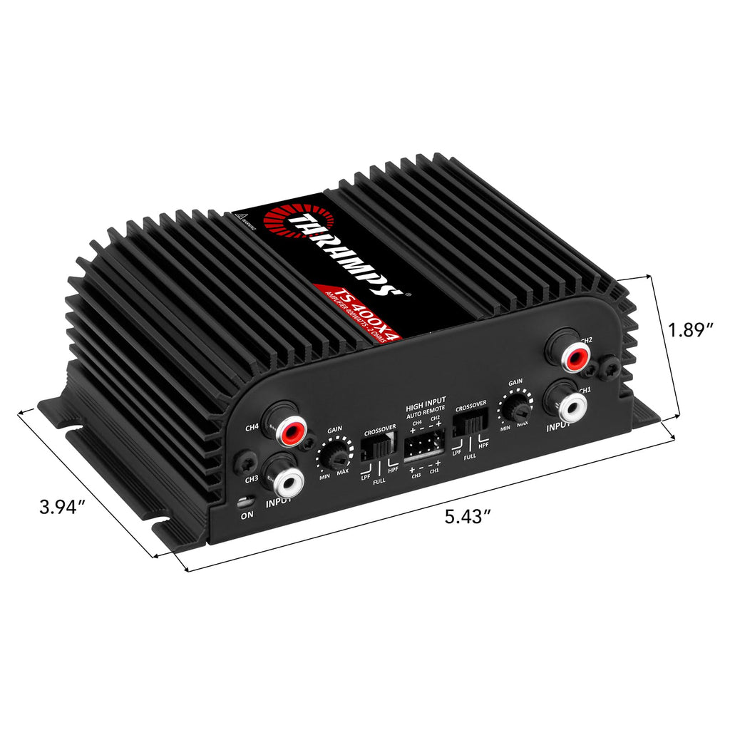 Black 2 Ohms 400W RMS 4-Channel Car Audio Amplifier Q190491