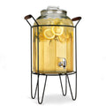 3 Gallon Glass Beverage Dispenser with Glass Lid and Metal Stand L49466