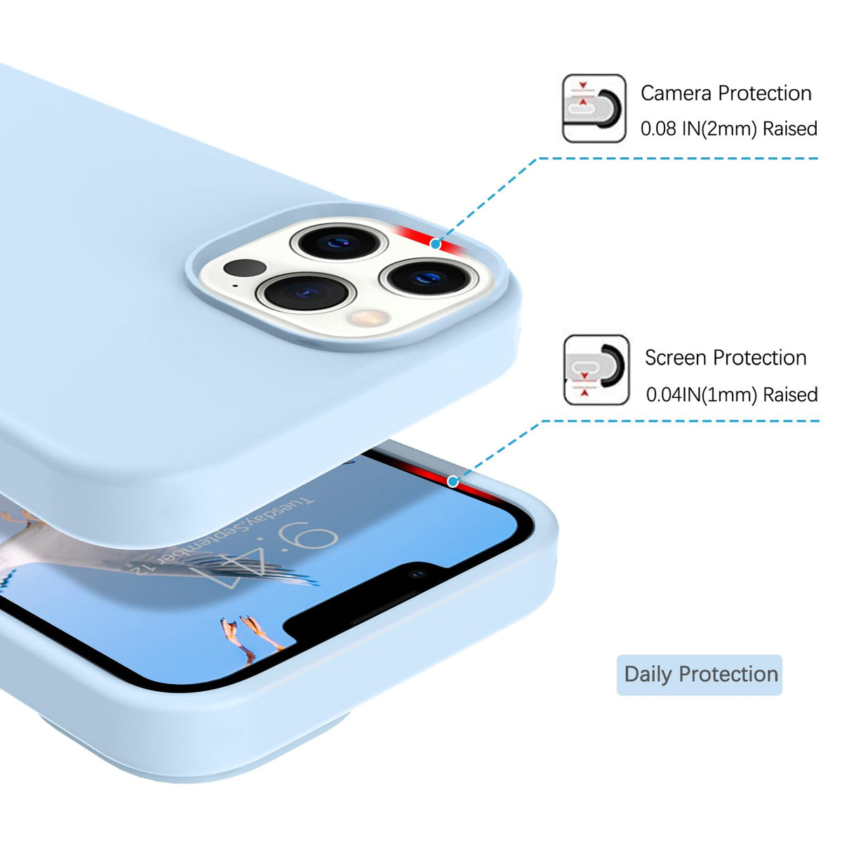 Compatible with iPhone 13 Pro Max Liquid Silicone Phone Case Light Blue V67072