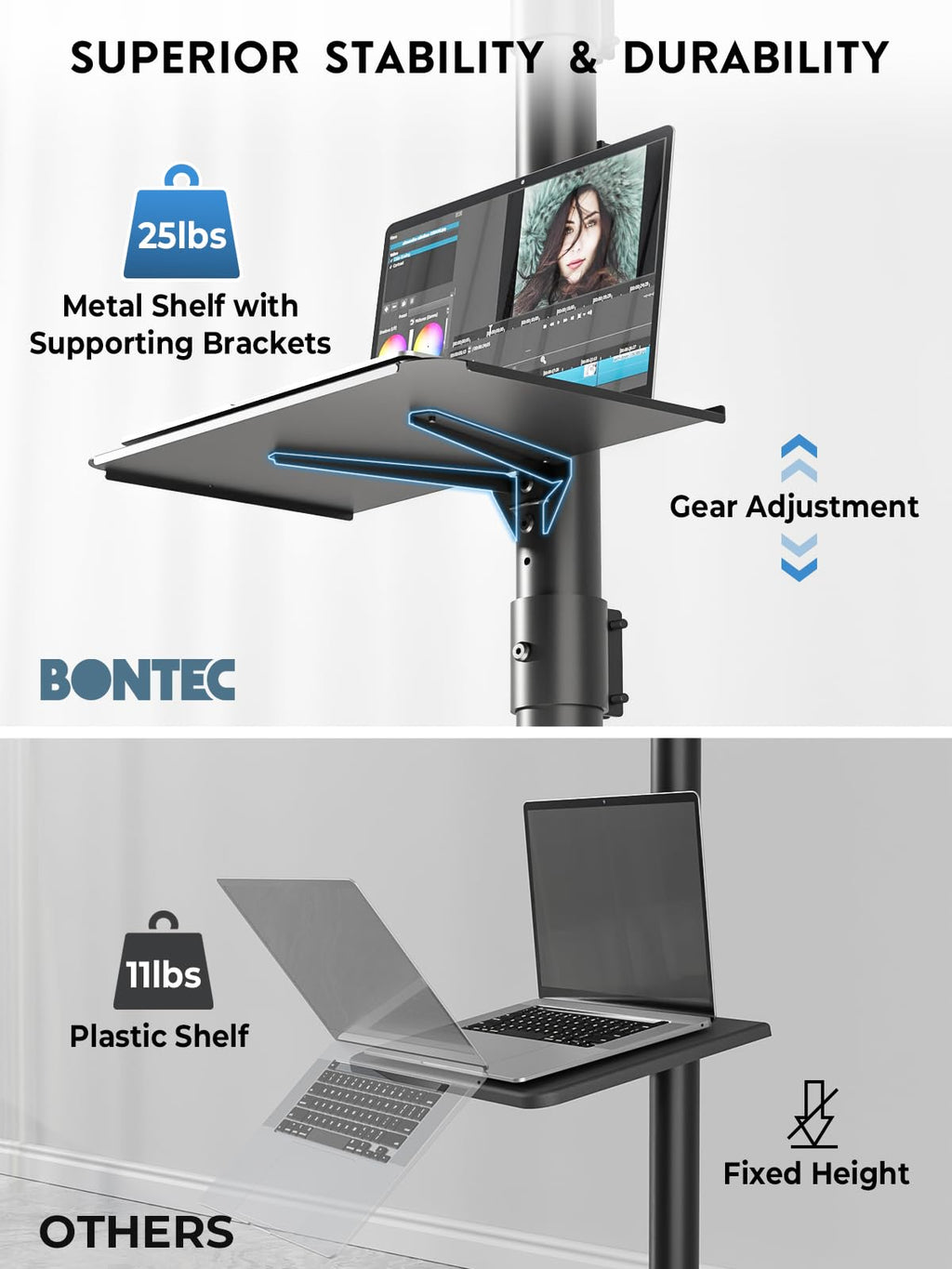 Black Rolling TV Stand for 23-65 Inch TVs K233532
