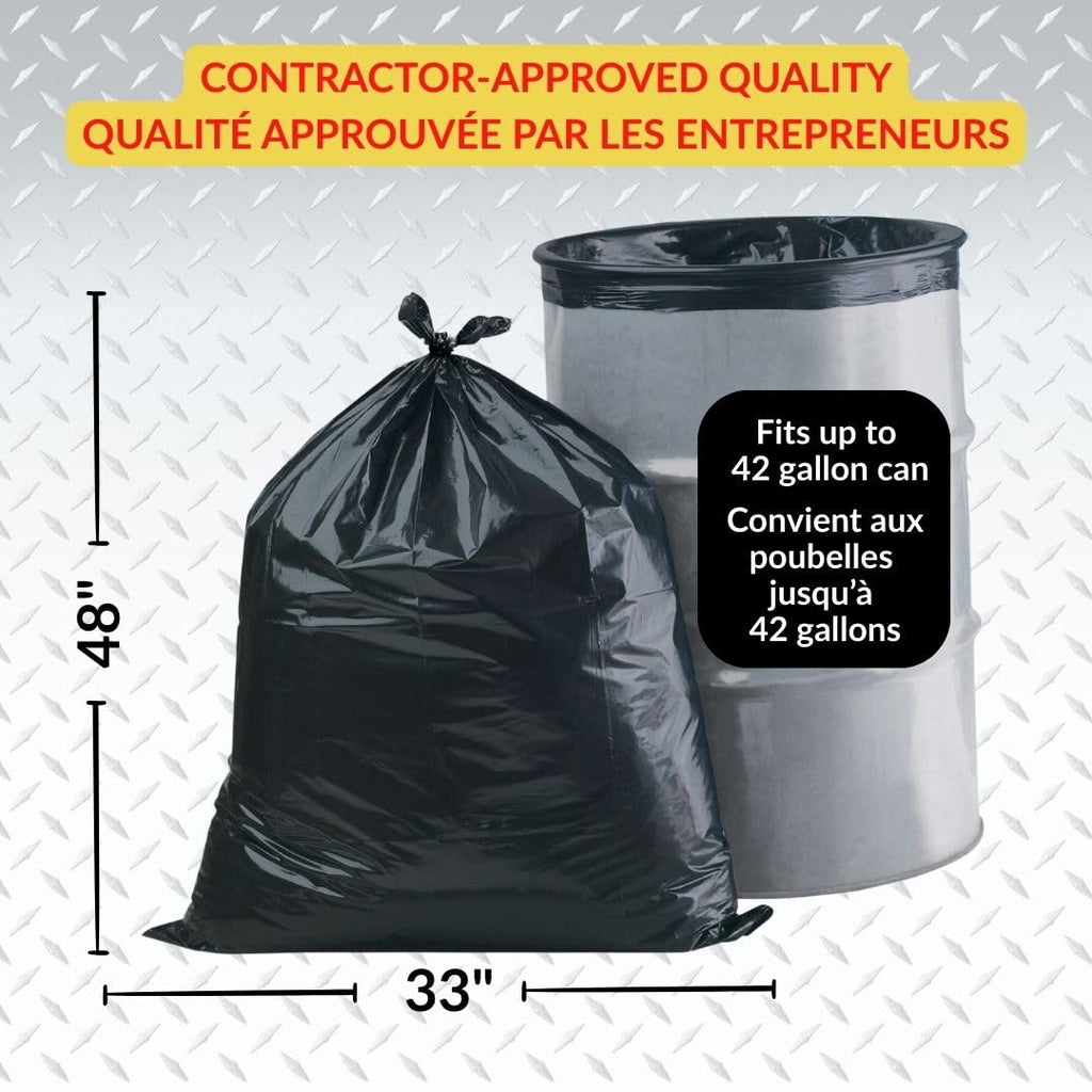 Heavy Duty 42-Gallon 3 Mil Black Garbage Bags 32 Counts O121376
