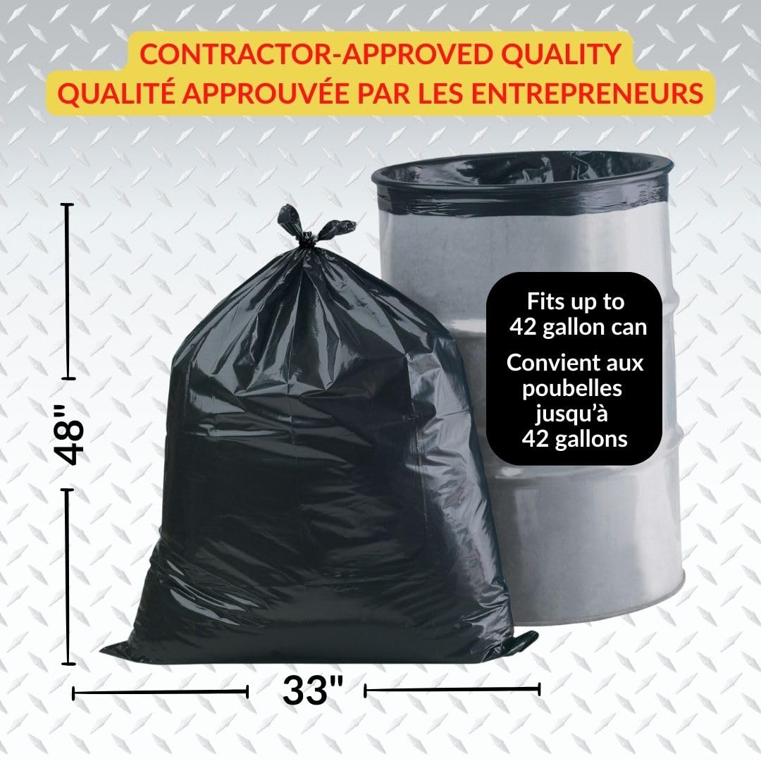 Heavy Duty 42-Gallon 3 Mil Black Garbage Bags 32 Counts O121376