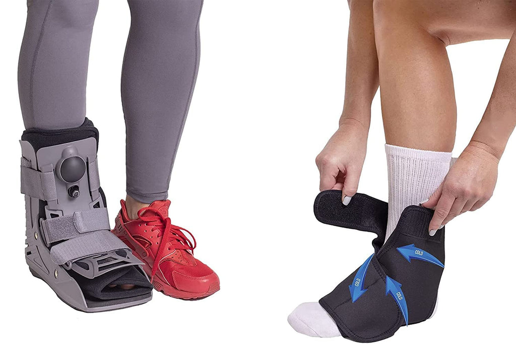 Ultra Light Short Full Shell Walking Boot + Ankle & Foot Reusable Ice Pack D7633