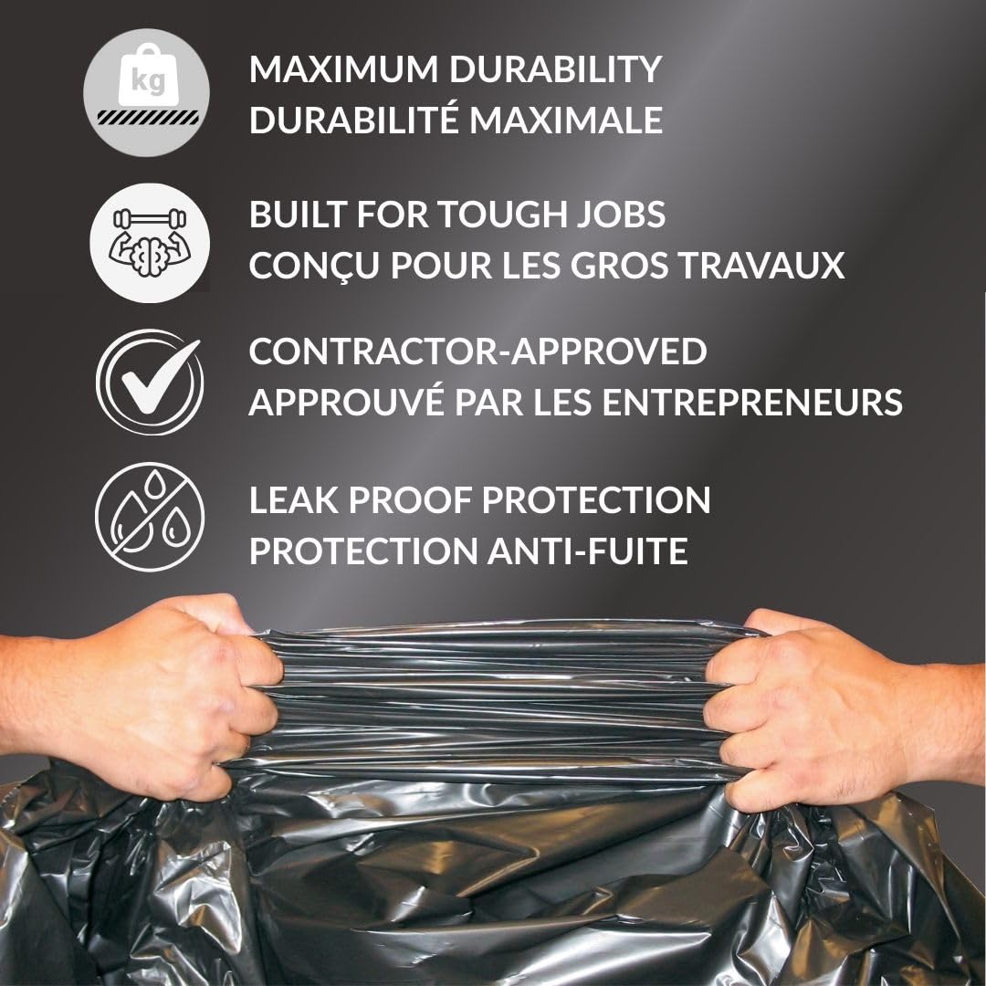 Heavy Duty 42-Gallon 3 Mil Black Garbage Bags 32 Counts O121376