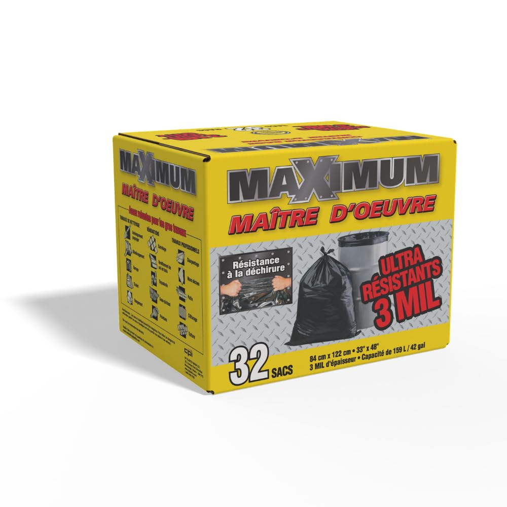 Heavy Duty 42-Gallon 3 Mil Black Garbage Bags 32 Counts O121376