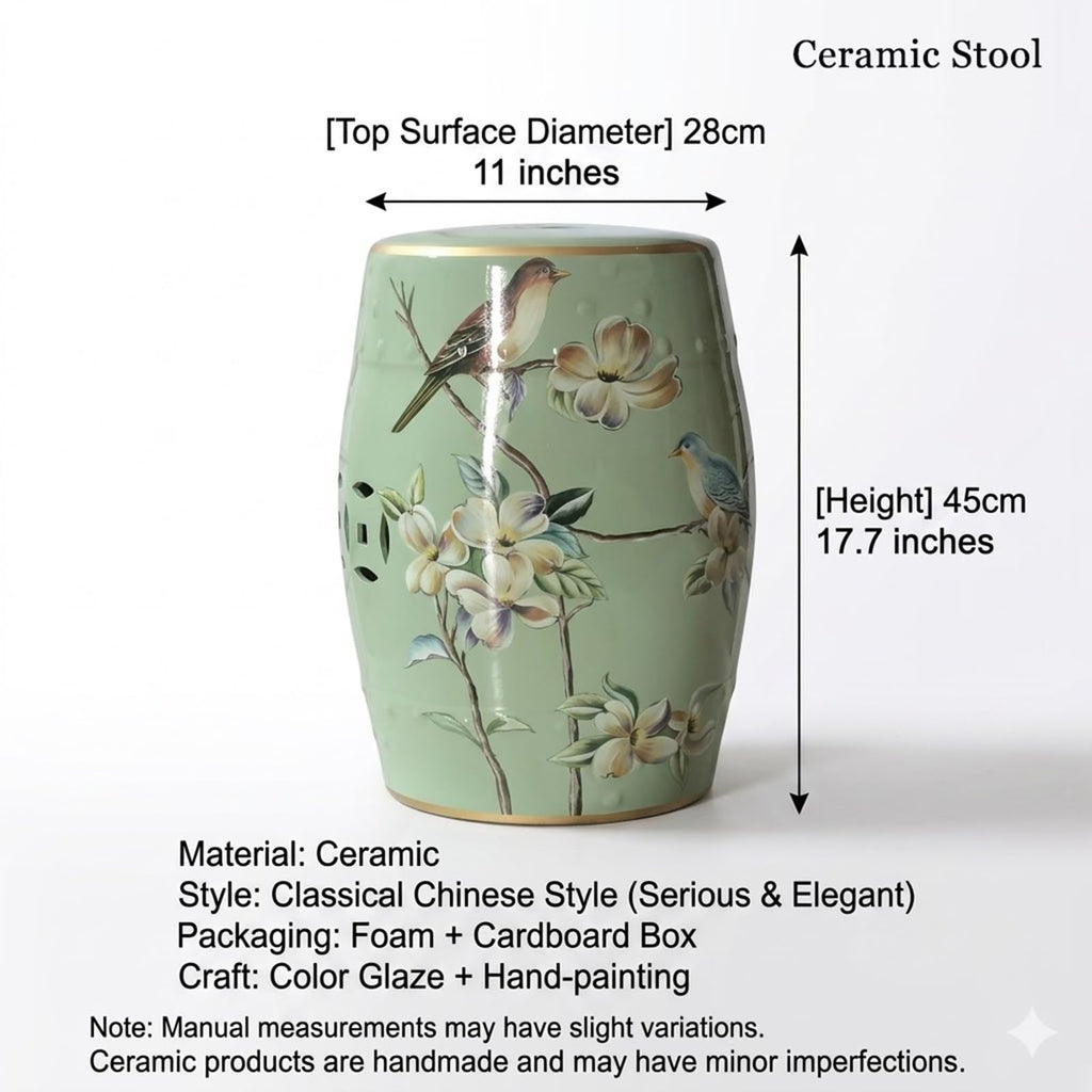 Hand-Painted Blue White Ceramic Garden Stool S5119