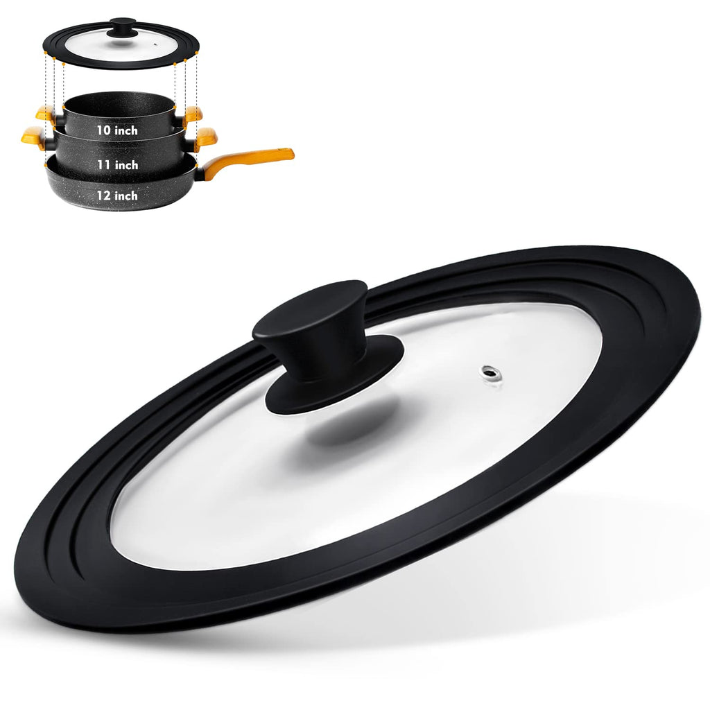 Universal Lid for Pots Pans and Skillets with Silicone Rim and Tempered Glass G785923