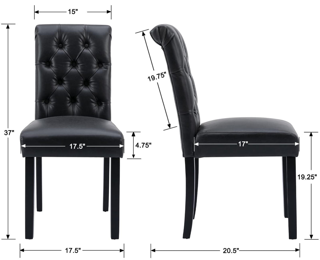 Black Set of 4 PU Leather Tufted Dining Chairs L294742