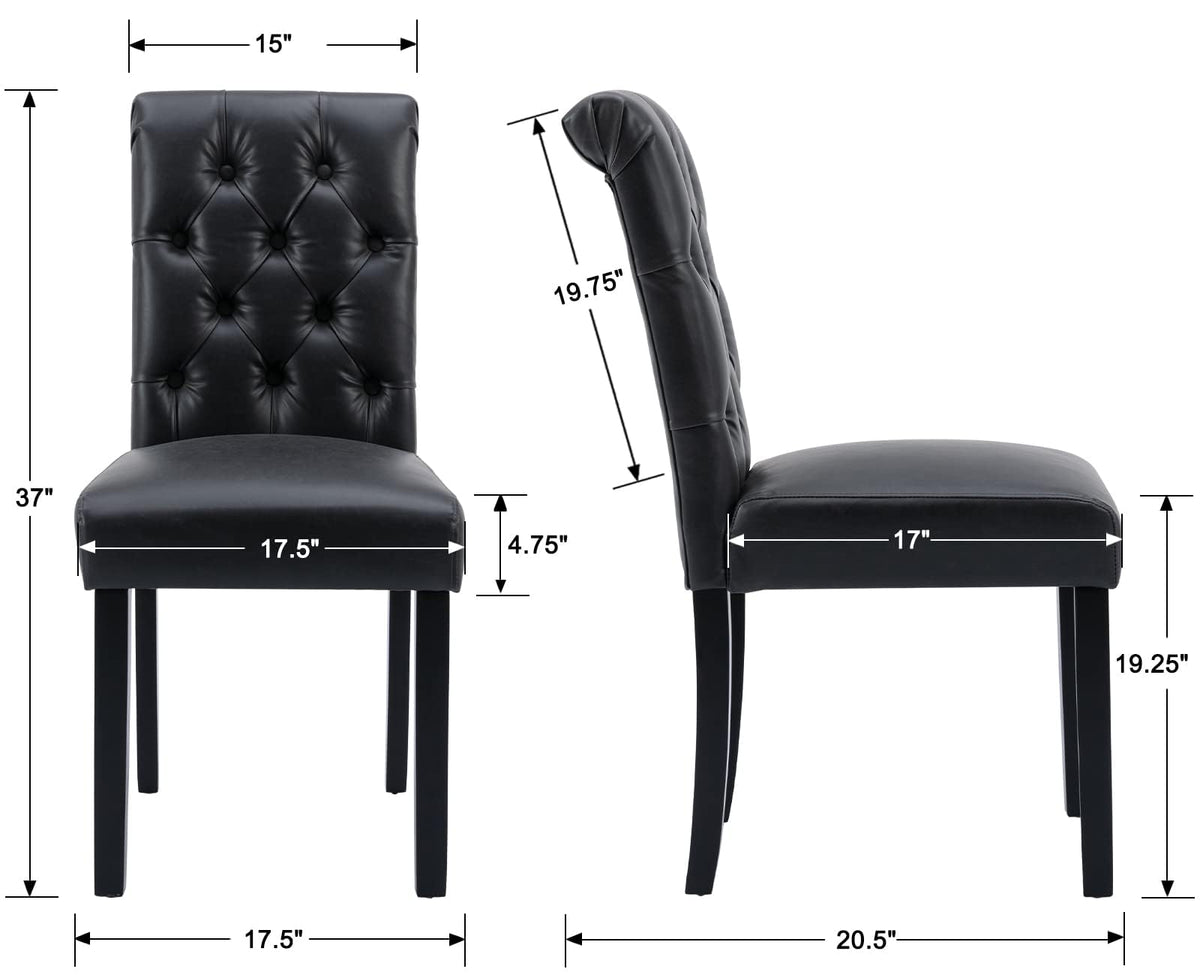 Black Set of 4 PU Leather Tufted Dining Chairs L294742