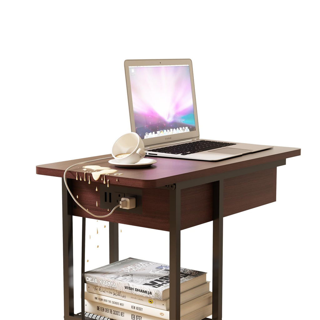 C Shaped End Table with Charging Station O8595