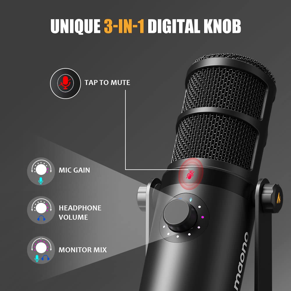Dynamic Microphone, USB/XLR Podcast PC Mic O15974