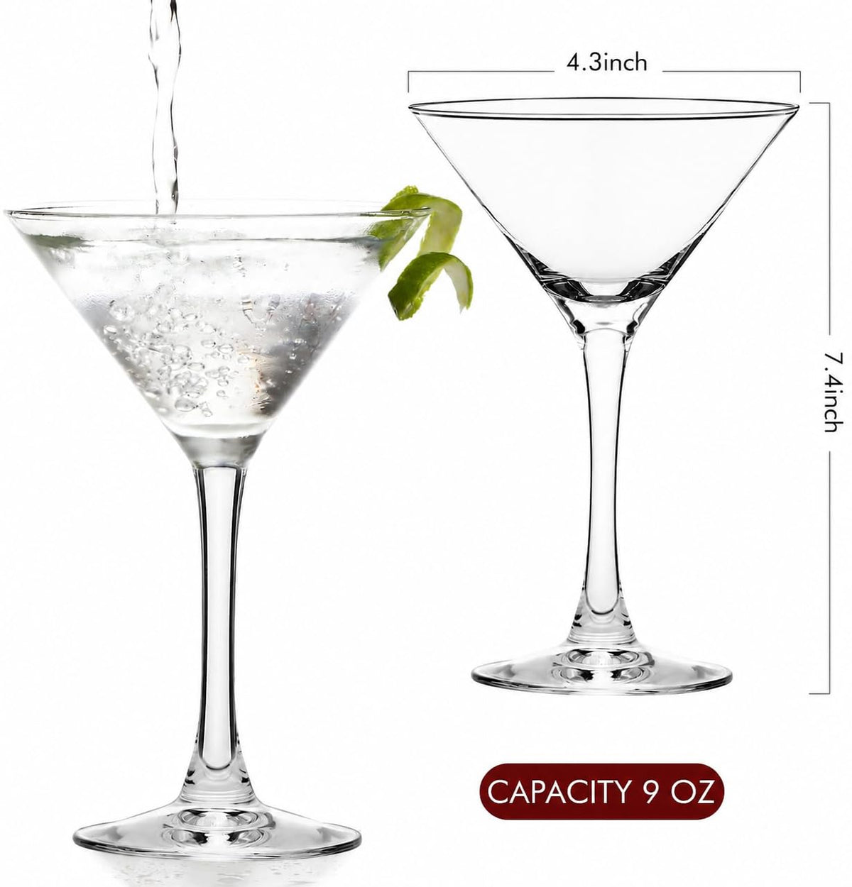 Hand Blown Crystal Martini Glasses Set of 4 R5336