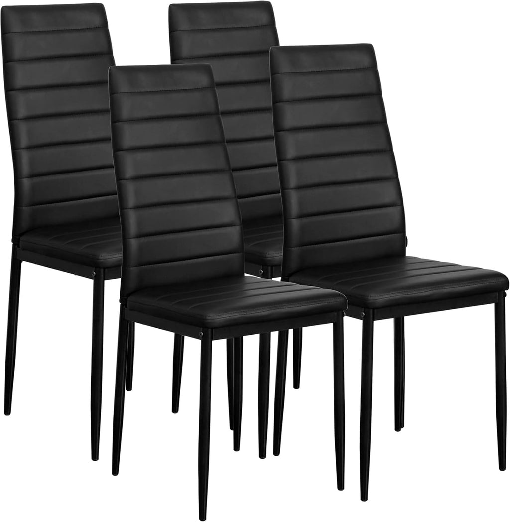 Black Faux Leather Dining Chairs Set of 4 A202