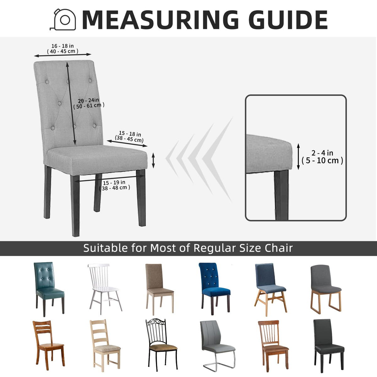 Black Stretch Dining Room Chair Slipcovers Set of 4 R707