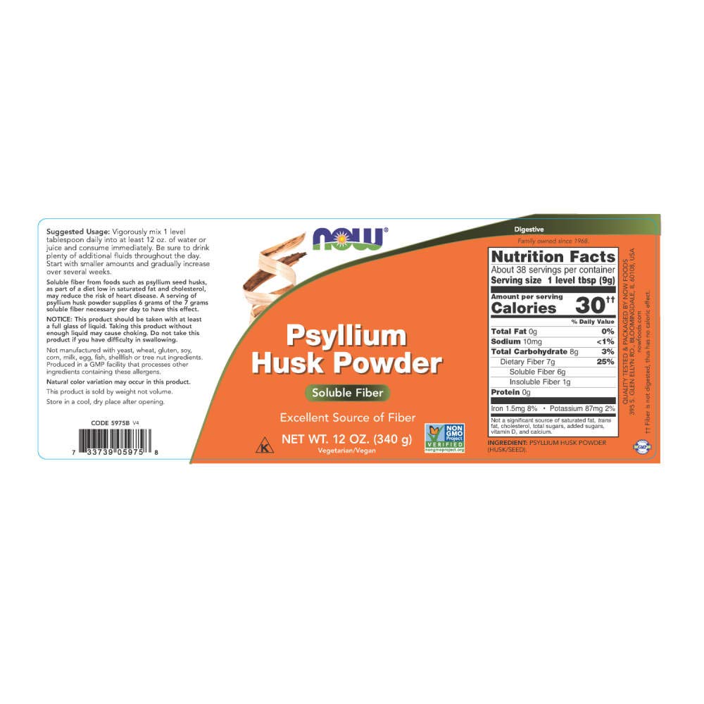 Psyllium Husk Powder 12 Ounce Pack of 2 Y676