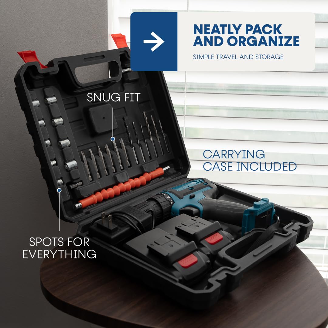 21V Cordless Drill Set with 2 Batteries and Charger O7695