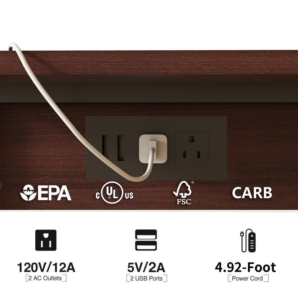 C Shaped End Table with Charging Station O8595