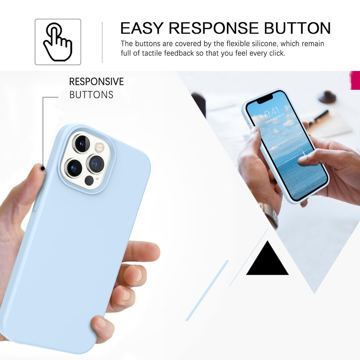 Compatible with iPhone 13 Pro Max Liquid Silicone Phone Case Light Blue V67072