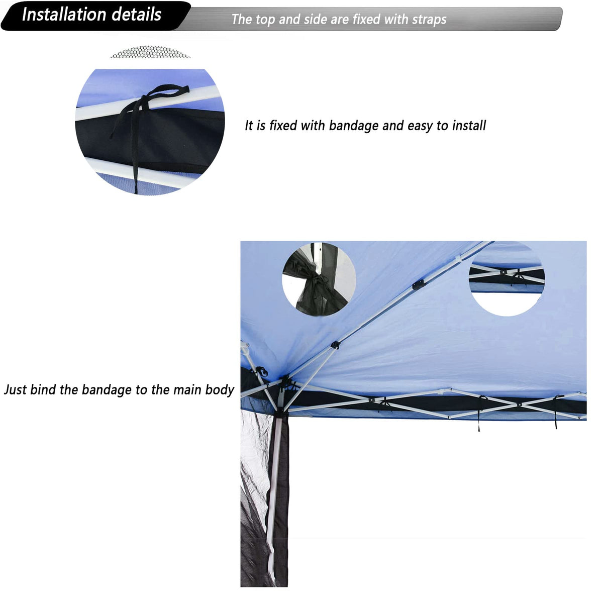10x10 Mosquito Netting with Double Door Side Screen Black E4825