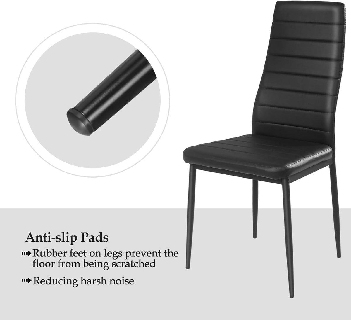 Black Faux Leather Dining Chairs Set of 4 A202