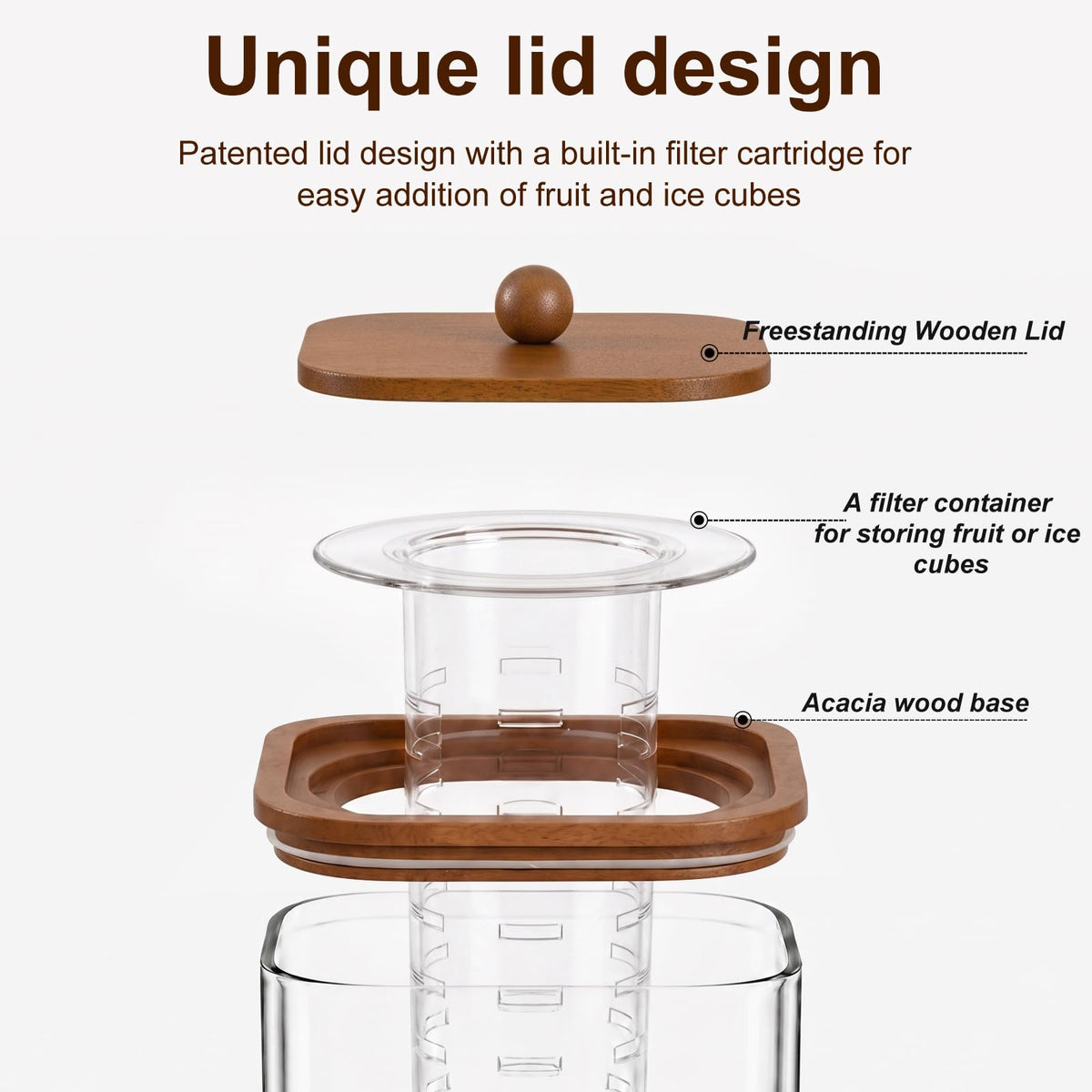 2 Pcs 1.5 Gallon Square Glass Drink Dispenser with Wooden Stand and Stainless Steel Spigot E87353