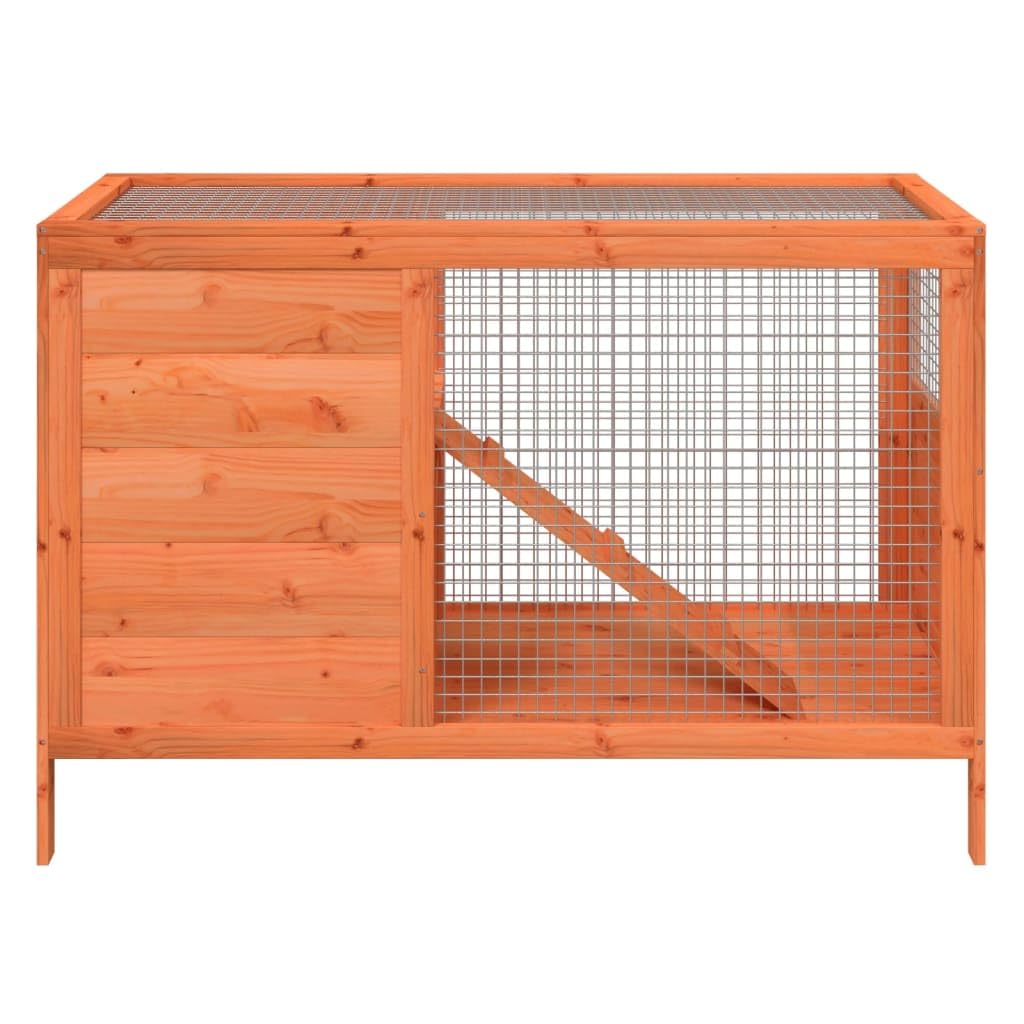 Solid Pine Wood 2 Tier Rabbit Hutch with Ramp F455014