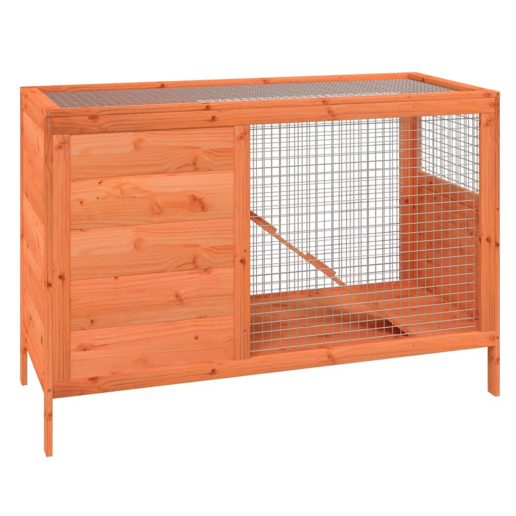 Solid Pine Wood 2 Tier Rabbit Hutch with Ramp F455014