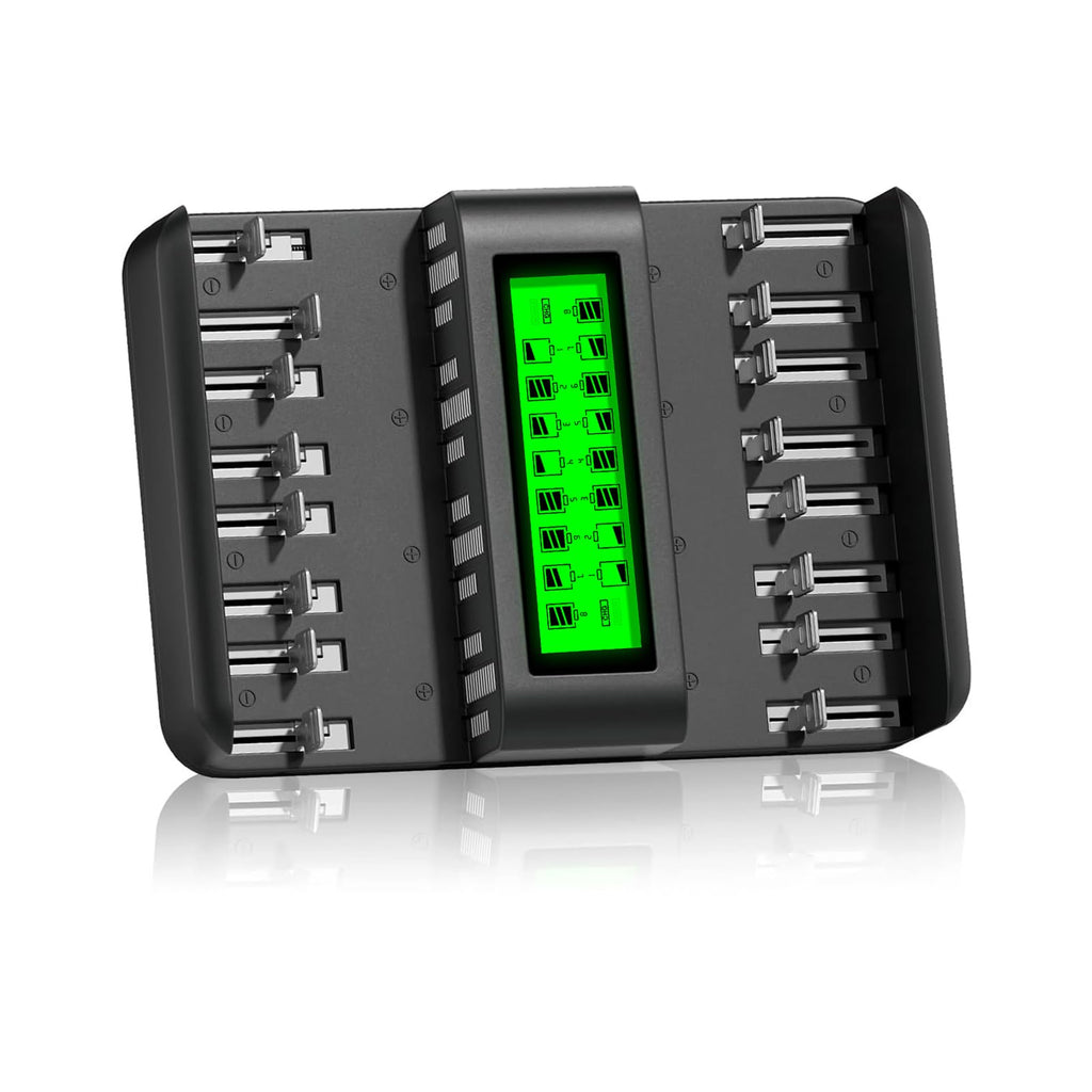 16 Bay Rechargeable Battery Charger with LCD Display Y840