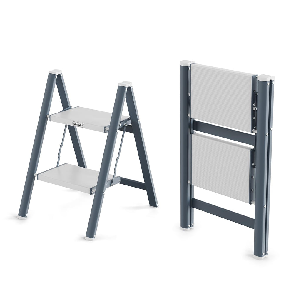 2 Step Ladder, 300lbs Load, 17'' Top Step, Stormy Blue K21689