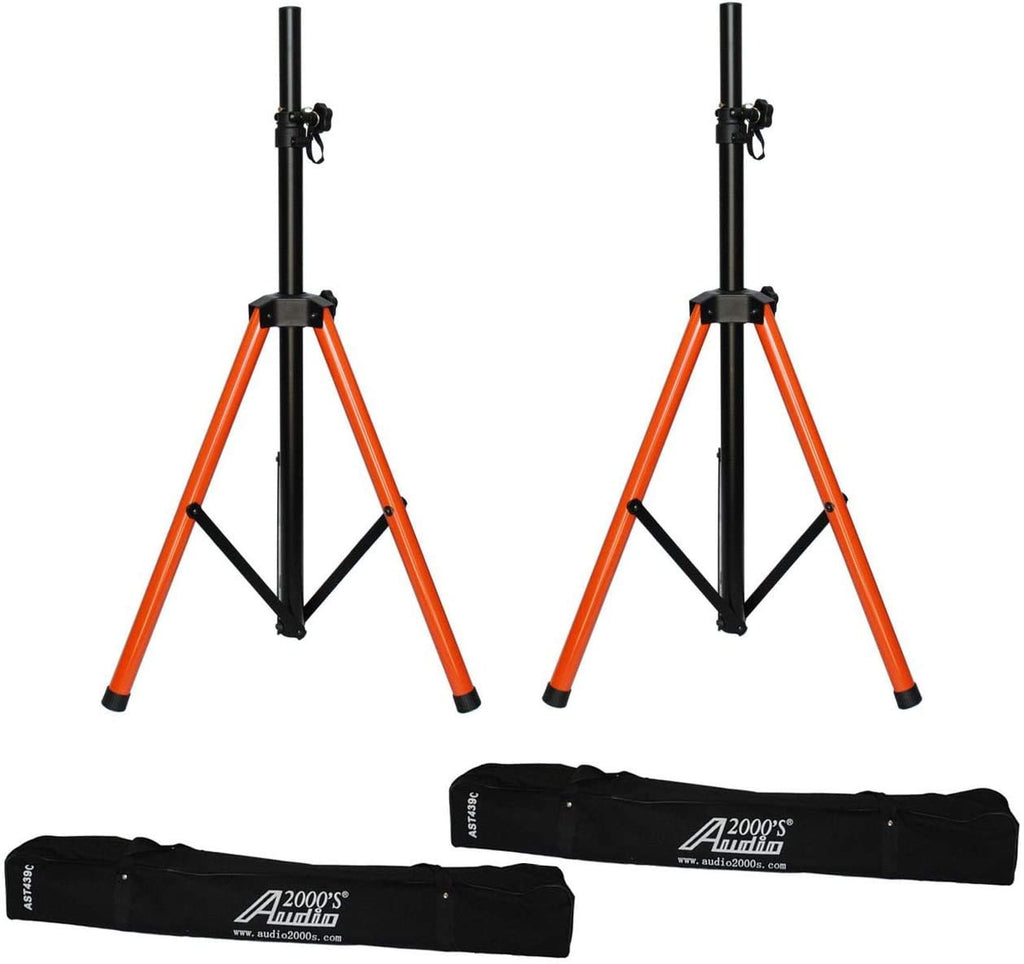 Tripod PA Speaker Stands with Orange Base and 2 Canvas Carrying Bags D2132