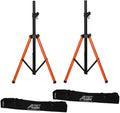 Tripod PA Speaker Stands with Orange Base and 2 Canvas Carrying Bags D2132