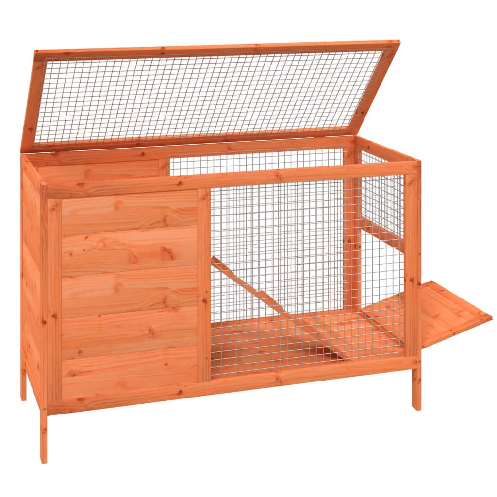 Solid Pine Wood 2 Tier Rabbit Hutch with Ramp F455014
